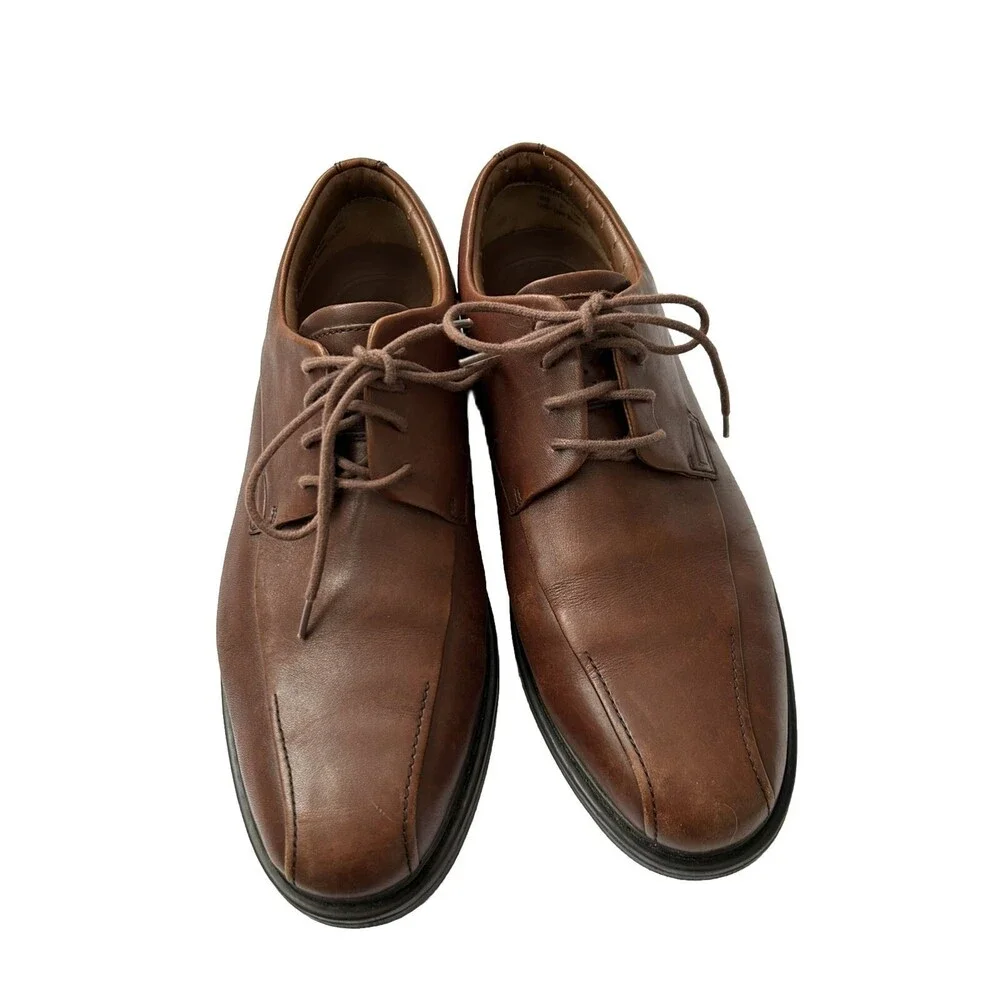Men’s Clarks Oxfords Size 9.5 W Brown Leather Lace Up Dress Shoes Air Vent